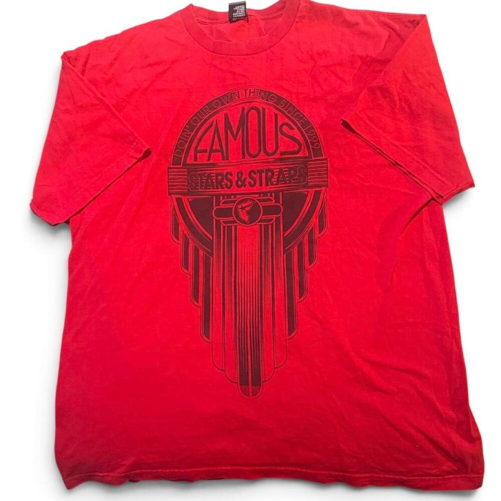 Travis Barker Famous Stars & Straps Motorcycle Graphic T-Shirt Red 2XL
